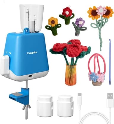 Caydo Tricotin Automatique, Machine de Tricotar Tejer, Eléctrico Máquina de Tejer, Mini Molino de Tejer, Herramienta de Tejer para el Hogar, DIY Máquina de Ganchillo para Adultos y Niños, Patente
