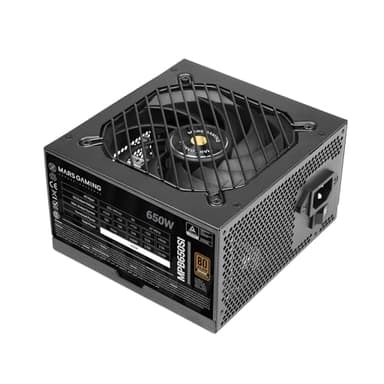Mars Gaming MPB650SI, Fuente Alimentación ATX 650W, 7 Años Seguridad, 80Plus Bronze 230V, 90% Eficiencia, Ventilador SI Extreme Silence con Núcleo de Cobre, Tecnologías AI2-RPM, DC-DC y SMD, Negro