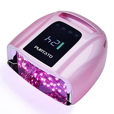 Purtato Luz UV LED recargable profesional de 96 W portátil inalámbrica para máquina de lámpara de uñas con parte inferior de acero inoxidable extraíble, 4 ajustes de temporizador y secador de uñas con