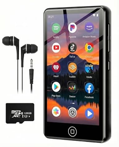 AGXOV 144GB Reproductor MP3 con Bluetooth y Wi-Fi, 4,02 Pulgadas Pantalla Táctil MP4 Player, Reproductor de Música Android con Spotify, Amazon Music, Deezer, Radio FM, Lector de E-Books, Negro