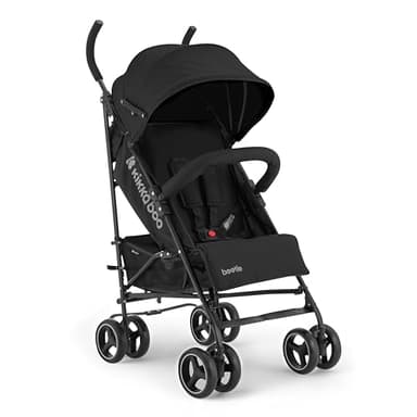 KikkaBoo Silla de Paseo BEETLE, Carrito hasta 22 kg, Plegado, Ligero y Compacto, Negro