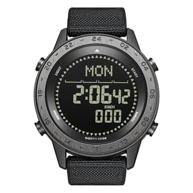 NORTH EDGE Reloj digital Tank-3 para hombre, podómetro preciso con memoria de 31 días, brújula, cronómetro de cuenta atrás, resistente al agua hasta 50 m, deportes, uso diario