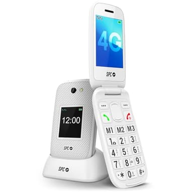 SPC Harmony 2 – Teléfono móvil para Personas Mayores | Teclas Grandes, 4G y Doble Pantalla antirrayaduras (2,8”+1,77”) | Botón SOS y Perfil Ice | Volumen 104dB y Compatible con audífonos, Blanco