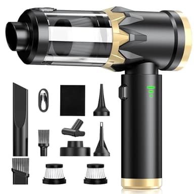 Robofun Aspiradora de Mano 4 en 1 sin Cable, 25000Pa, Motor sin escobillas, Vaciado con botón, para Coche, hogar, sofá, Oficina, pelos de Mascotas