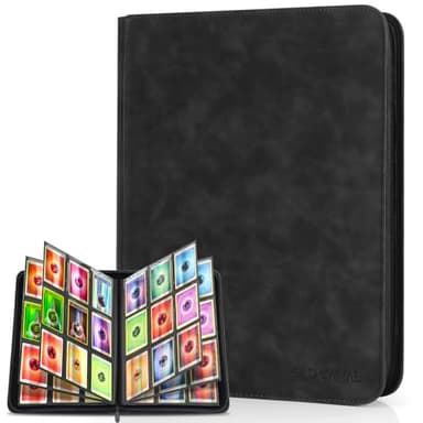 Old Canal Álbum de para Cartas, Álbum de Cartas Coleccionista con 9 Bolsillos para 540 Cartas, Card Binder es Adecuado para MTG, TCG, Compatible con Varias Tarjetas de Tamaño Estándar(Negro)
