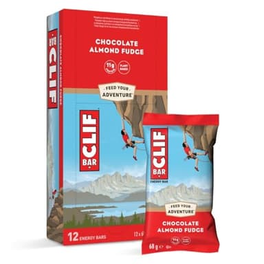 CLIF BAR | Barritas energéticas - Barritas Proteína | Chocolate Almond Fudge | Proteína Vegetal | 12 x 68 g