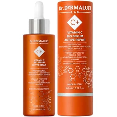 Serum Facial Vitamina C Acido Hialuronico/Ferulico 100ML BIO |Complejo Iluminador Curcuma Centella Asiatica |Hidratante Antimanchas Alisante |Anti-Manchas Anti-Edad Natural |Todo Tipo de Piel |Italia