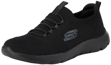 Skechers Mujer Summits Top Player Zapatillas, Black Knit/Trim, 39 EU