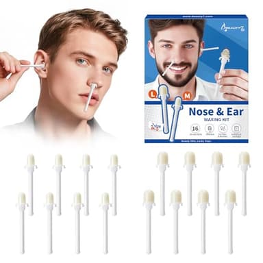 Nose and Ear Wax Kit para Hombres y Mujeres, 16 Varillas de Cera Preenvasadas con 2 Formatos Listos para Usar para Depilación de Nariz y Orejas, Depilación Segura, Rápida e Indolora