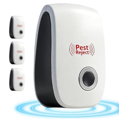 4 Piezas Repelente Ultrasónico de Plagas, Electrónico Repelente Mosquitos Insectos Control de Plagas, Repelente Ultrasónico Ratas, Eficaz contra Moscas, Insectos, Cucarachas, Ratones, Insectos