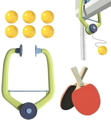 Quixotical Juego de Ping-Pong para Puerta – Entrenador de Tenis de Mesa Ajustable para Marco de Puerta, Ping-Pong Colgante Portátil de Interior, con Raquetas de Madera y Pelotas para Niños