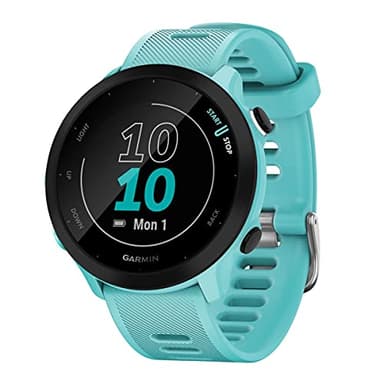 Garmin Forerunner 55, Reloj inteligente para running con GPS, Planes de entrenamiento, Notificaciones y seguimiento del bienestar, Color Turquesa