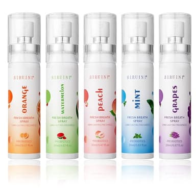 5 piezas Spray Para El Aliento Bucal Espray, Spray Cuidado Bucal Refrescante Aliento,Ambientador Bucal en Spray, Spray de Aliento para el mal Aliento, Sabor a Fruta Espray Bucal (Color-B)