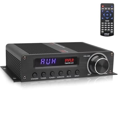 Pyle Amplificador de Audio, para el hogar, 100W, Bluetooth, Inalambrico, Receptor Estereo de Potencia de Cine en casa de 5.1 Canales, Sonido Envolvente con HDMI, AUX, FM, Entrada de Altavoz subwoofer