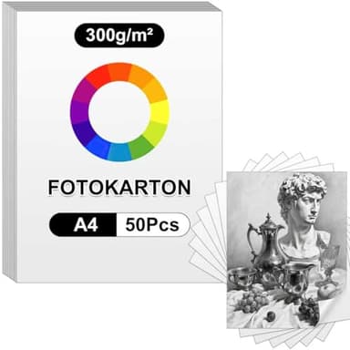 Tiusixsy hojas de cartón fotográfico A4 Papel para impresora A4, 300 g, color blanco, DIN A4, 21 x 29,7 cm, papel de dibujo grueso, para impresora láser de inyección de tinta
