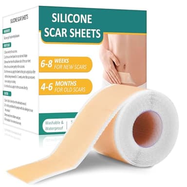 Dufuso Parches Cicatrizantes, Silicone Scar Sheets, Tiritas Cicatrizantes, Silicone Scar Tape Reutilizables Para Eliminar Cicatrices de Acné Quemaduras y Cicatrices Quirúrgicas de Cesárea(4cm x 300cm)