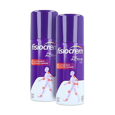 FISIOCREM Pack Spray Active Ice x 2 - Proporciona un Efecto Frío Inmediato y Duradero para Aliviar el Dolor Muscular y Articular
