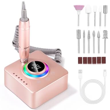 UIHOL Torno para Uñas, 45,000RPM Profesional Lima Electrica Uñas, Velocidad Ajustable,Set de Accesorios para Manicura y Pedicura con Brocas de Cerámica,para Uso Doméstico Salones de Uñas