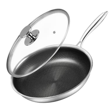 Innerwell Sartén antiadherente Profi 24 cm con tapa, Sartén acero inoxidable para Inducción, revestimiento alveolar resistente a los arañazos, Sartén universal, apta horno y lavavajillas, sin PFOA