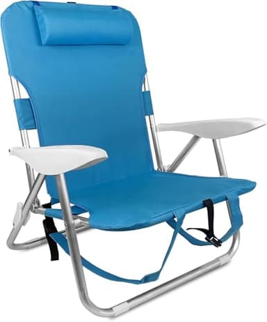 TIENDA EURASIA - Silla de Playa Plegable con Cojín, 4 Posiciones, Estructura de Aluminio Ligera y Resistente, Tela de Textileno, Multiposición, 60 x 59 x 85.5 cm, Sillas de Playa Plegables