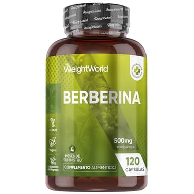 Berberina 500mg, 120 Cápsulas, 95% de Alcoides, Para 4 Meses de Suministro - Suplemento de Berberine Apto para Veganos, Sin Alérgenos, Sin Gluten y Sin OGM