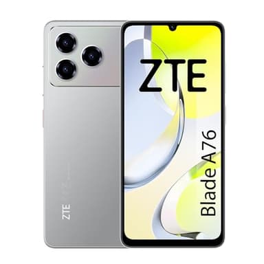 ZTE Blade A76, Smartphone Libre, 4(+8) GB RAM, 128GB ROM, Pantalla HD+ 6.75" y 90Hz, Android 15, Cámara 50MP con IA, Batería 5000mAh, DualSIM+MicroSD, Gris