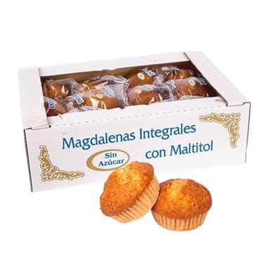 Magdalenas Sin Azúcar Añadido XL - Artesanas con Harina Integral, Caja 24 Unidades (2kg) - Repostería Casera Natural, Ideal Desayuno Saludable Español