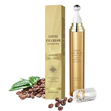 ALIIP Serum Crema Ojos con Cafeína, 20g Crema Ojeras y Bolsas, Serum Contorno de Ojo con Bola de Masaje de 360°, Fácil de Absorber, Elimina Eficazmente para Hombres y Mujeres