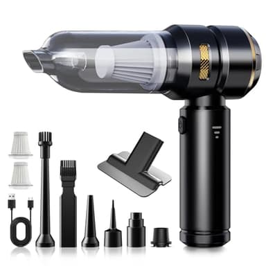 KITBEZN Aspirador de Mano, 18000PA Aspiradora de Mano Sin Cable Potente, Mini Aspirador Coche Potente Portátil Recargable, Aspirador de Coche 3 en 1 para Coche Oficina Hogar, Negro
