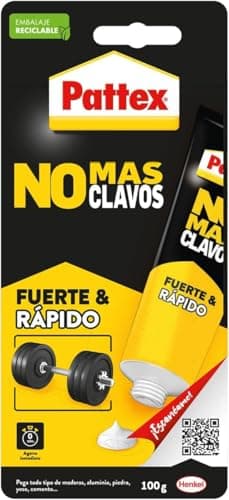 Pattex No Más Clavos Original, adhesivo de montaje resistente, pegamento extrafuerte para madera, metal y más, adhesivo blanco instantáneo, 1 tubo x 100 g