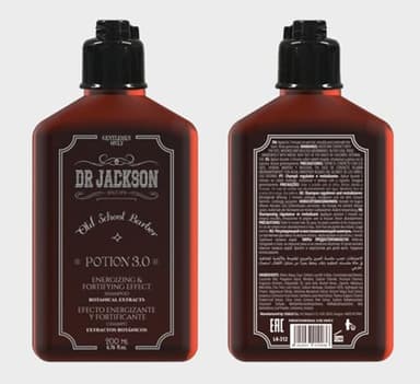 DR. JACKSON Champu Hombre 200 ML. Uso Diario 3 en 1. Shampoo Anticaspa, Pelo Graso Hombre con Efecto Acondicionador Pelo. Champu Sin Sulfatos ni Parabenos Revitalizador.