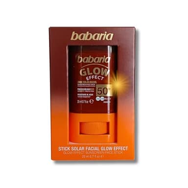 Babaria - Stick Solar Facial 50 Glow | Crema Solar En Stick Barra Cara 20ml | Proteccion Solar 50 para todo el año | Vegano