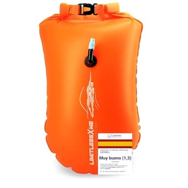 LimitlessXme Boya de Natación Inflable y seco Bolsa. para Nadar en Aguas Abiertas (Naranja Set)