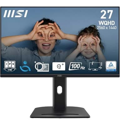 MSI Pro MP275QPG Monitor Profesional WQHD de 27", Panel IPS de 2560 x 1440, 100 Hz, Montaje VESA, adaptative Sync, Ajustable en 4 direcciones, HDMI 2.0b, Negro