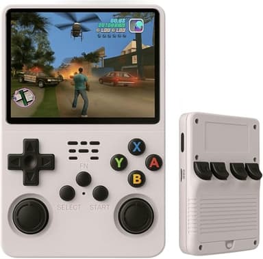 Consola Retro Portatil con 20.000 Juegos - Versión 2025- Mini Consola Arcade - Juegos de PS1, PSP, N64, NDS, SuperN, GameB, GBA, NeoG, etc. - Pantall HD 3.5' 640 * 480 - Rechace Imitaciones (Blanco)