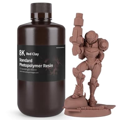 ELEGOO Resina para Impresora 3D Resina de Fotopolímero Rígida Estándar 8K, Resina Rápida de Curado UV de 405nm Lo Mejor para Impresora 3D LCD Saturn 2 8K,Arcilla Roja 1000G