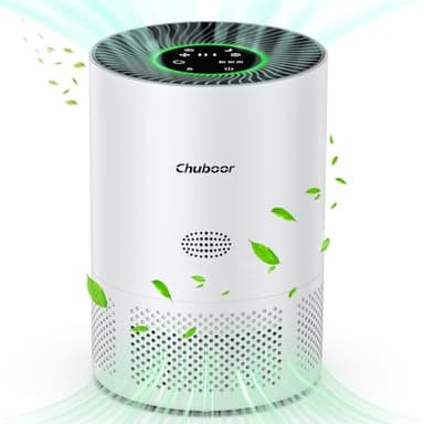 Purificador de aire para alérgicos, filtro de aire HEPA contra moho, polvo y pelo de animales 185m³/h CADR para dormitorios de hasta 110m², indicador de calidad del aire, modo automático