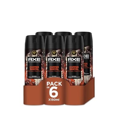 Axe Pack Ahorro Desodorante en aerosol para hombre Copper Santal Fragancia Premium 6 x 150ml