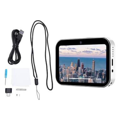 Denash 4K UHD, Fotos de 64MP, Cámara Compacta con Tarjeta de Memoria de 32 GB, Pantalla Táctil de 3 Pulgadas, Cámara Digital Compacta, Recargable USB, Configuración de Alarma, Cámara (White)