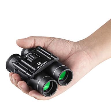 QUNSE Mini Prismáticos Binoculares 10x25, Plegable, Compactos Pequeños y Ligeros Adultos Niños Aves Caza, Eventos Deportivos, Viajes y conciertos