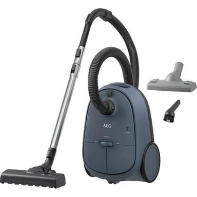 AEG Aspiradora de Trineo Con Bolsa AB61C2DBS, 850W, Filtro HEPA, Capacidad 3,5 L, Radio de Acción 12m, Ruedas XL, Cepillo Parketto, Boquilla 3 en 1, Incluye 1 bolsa, Azul