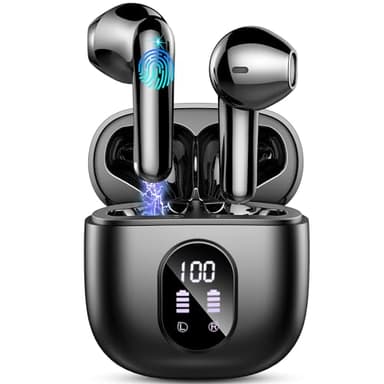 Auriculares Inalambricos, Auriculares Bluetooth 5.3 HiFi Estéreo, 50H Cascos Inalambricos Bluetooth con 4 HD Mic,2024 Audifonos Inalambricos Cancelacion de Ruido ENC/Pantalla LED/IP7 Impermeable/USB-C