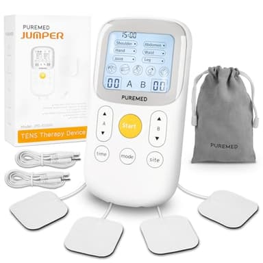 Electroestimulador muscular TENS, 30 modos, 15 niveles de intensidad, para aliviar el dolor, máquina EMS portátil de doble canal para espalda, hombros, cadera y rodilla con electrodos reutilizables