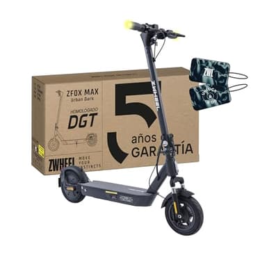 ZWHEEL ZFOX MAX Urban Dark | Patinete Eléctrico Adultos Homologado DGT - 800W MAX, 50km Autonomía, IP54 Resistencia al Agua, Ruedas 10" - Llave NFC, Intermitentes, Doble Suspensión, Frenos AER