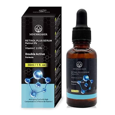 Suero de vitamina C natural con retinol al 5%, nueva fórmula de tratamiento para la piel, reductor orgánico antiarrugas, humectante, ojeras, cicatrices