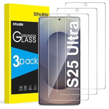 SPARIN Protector de Pantalla Para Samsung Galaxy S25 Ultra, 3 Piezas Cristal Templado para Samsung galaxy S25 Ultra 5G, Dureza 9H, Ultra Transparente, Ultra Resistente