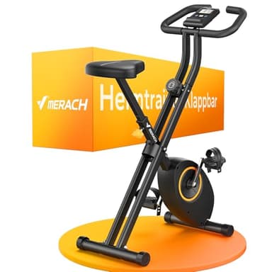 MERACH Bicicleta Estática Plegable, Bicicleta Estatica con Pantalla LCD, Bicicleta de Fitness Magnética para Casa con Asiento Cómodo, Ahorro de Espacio, Entrenamiento Cardio, Capacidad Máxima 136KG