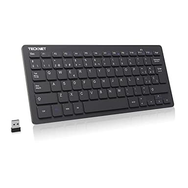 TECKNET Mini Teclado Inalámbrico 2.4G Ultra Delgado, Teclado Inalámbrico USB Ordenador Portátil para PC, Android Smart TV, Laptops (Español,con la Ñ)