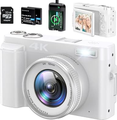 Cámara digital 5K para fotografía, cámaras duales con enfoque automático de 48 MP, visor antiagitación, visor de 6 ejes, zoom digital de 16x, 3 modos de flash, cámara de video para YouTube,