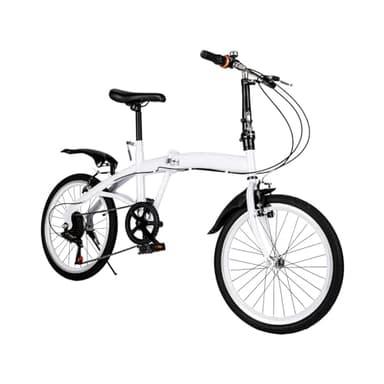 Bicicleta plegable de 20 pulgadas, bicicleta para adultos de 6 velocidades, altura ajustable y para mujer, ligera, plegable, con freno de disco, 146 x 113 cm, marco de aluminio ligero